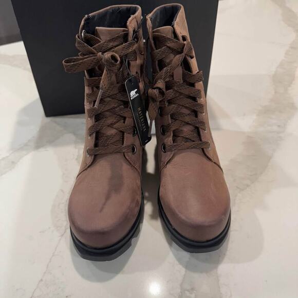 Sorel NWT Joan of Arctic Wedge III Lexie Boots Womens 8 Brown/Black Ankle Bootie - Picture 2 of 9